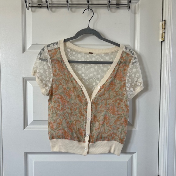 Free People Patterned Short-Sleeve Cardigan - Picture 2 of 4